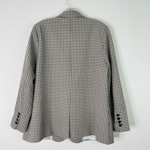 Vince Camuto black white tan plaid preppy office boyfriend button blazer XL - Picture 7 of 7